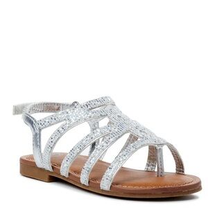 Kids Silver Strappy Shoes